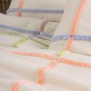 Lenjerie de pat Insula cu broderie colorată în pătrate, pe fundal crem și fețe de pernă roz, bumbac ranforce, marca CottonBox.