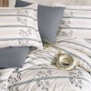 Lenjerie pat dublă bumbac ranforce cu broderie cu crengute pe nuante de gri, Clasy Home Eva