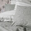 Lenjerie pat dublu bumbac 100% ranforce Patara Gri, cu broderie linii gri și verso în dungi gri,