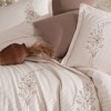 Lenjerie pat dublă bumbac ranforce cu broderie florală Clasy Home Eterna