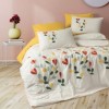 Lenjerie de pat dublu cu broderie în tonuri cărămiziu, galben și maro pe fundal crem, Cotton Box Amaris – design boho decorativ