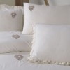 Lenjerie de pat dublu cu broderie, Saheser, Florita bej