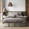 Lenjerie pat dublu bumbac 100% ranforce MySleep Retro Bej cu dungi maro și funde decorative