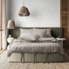 Lenjerie pat dublu bumbac 100% ranforce MySleep Stone ecru cu dungi maro și funde decorative
