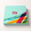 lenjerie de pat TAC Charmian bumbac ranforce cu cearceaf elastic 160x200 si model geometric multicolor pe fundal alb