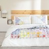 lenjerie de pat TAC Charmian bumbac ranforce cu cearceaf elastic 160x200 si model geometric multicolor pe fundal alb