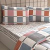 lenjerie de pat TAC Loxa bumbac 100% ranforce cu cearceaf elastic 160x200 si model geometric in carouri bleu gri roz si caramiziu