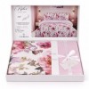 Lenjerie de pat dublu cu elastic April Cotton Pro Pucioasa bumbac ranforce premium model bujori roz