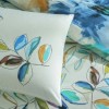 Set lenjerie de pat dublu Liora TAC din bumbac 100 % ranforce, imprimeu frunze acuarelă multicolor pe fond verde-salvie, cearșaf cu elastic