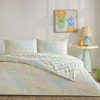 Set lenjerie de pat dublu Cardie TAC din bumbac 100 % ranforce, imprimeu frunze pastel de palmier