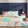 Set lenjerie de pat dublu Luvina TAC din bumbac 100 % ranforce, imprimeu geometric pastel pe fond ivoire