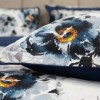 Lenjerie de pat dublu cu elastic Noctelle Cotton Pro Pucioasa bumbac ranforce premium model floral cu flori albastre