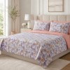 Lenjerie de pat dublu cu elastic Orchid Mist Cotton Pro Pucioasa bumbac ranforce premium model abstract floral mov piersica