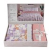Lenjerie de pat dublu cu elastic Orchid Mist Cotton Pro Pucioasa bumbac ranforce premium model abstract floral mov piersica