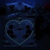 Lenjerie de pat dublu Disney Minnie și Mickey Amour, imprimeu alb-negru roșu cu elemente fosforescente, 4 piese, bumbac.