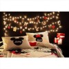 Lenjerie de pat dublu Disney Minnie și Mickey Amour, imprimeu alb-negru roșu cu elemente fosforescente, 4 piese, bumbac.