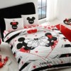 Lenjerie de pat dublu cu elemente fosforescente, Tac Disney, Minnie & Mickey Amour