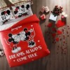 Lenjerie de pat dublu cu elemente fosforescente, Tac Disney, Minnie&Mickey Dreams Glow