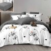 Lenjerie de pat dublu finet 6 piese, model floral alb gri M440