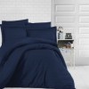 Lenjerie de pat bleumarin din damasc pentru hoteluri, set de 6 piese
