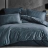 Lenjerie de pat damasc antracit Ralex Pucioasa, 4 piese, 100% bumbac, design sofisticat
