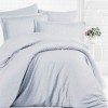 Lenjerie de pat gri damasc din bumbac 100% cu dungă de 1 cm lățime, specială pentru hoteluri, set 4 piese