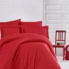 Lenjerie de pat roșu damasc din bumbac 100% cu dungă de 1 cm lățime, specială pentru hoteluri, set 4 piese