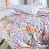 Lenjerie de pat dublu bumbac 100% ranforce cu flori colorate pe fundal alb