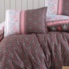 Lenjerie pat dublu bumbac 100% ranforce Izgi cu imprimeu baroc si geometric bordo