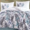 Lenjerie pat dublu bumbac 100% ranforce Lilyum 200x220 floral bleu gri