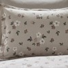 Lenjerie de pat dubla bumbac 100% satinat floral delicat alb/maro 4 piese fabricata in Romania