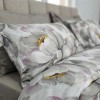 Lenjerie de pat dubla bumbac 100% satinat floral gri 4 piese fabricata in Romania