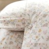 Lenjerie de pat dubla bumbac 100% satinat flori multicolore, bej, 4 piese, fabricata in Romania