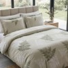 Lenjerie de pat dubla bumbac 100% satinat model cu frunze de feriga verzi, 4 piese fabricata in Romania
