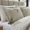 Lenjerie de pat dubla bumbac 100% satinat model cu frunze de feriga verzi, 4 piese fabricata in Romania