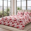 Lenjerie de pat dubla bumbac 100% satinat inimioare rosii roz 4 piese fabricata in Romania