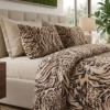 Lenjerie de pat dubla bumbac 100% satinat animal print bej negru 4 piese fabricata in Romania