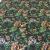 Lenjerie de pat dubla bumbac 100% satinat Jungla Regala cu tigri si frunze tropicale, 4 piese, fabricata in Romania