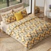 Lenjerie de pat dubla bumbac 100% satinat lamai galben verde, 4 piese, fabricata in Romania