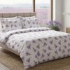 Lenjerie de pat dubla bumbac 100% satinat lavanda buchete mov, 4 piese, fabricata in Romania