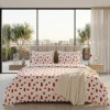 Lenjerie de pat dubla bumbac 100% satinat cu flori galbene delicate, 4 piese, fabricata in Romania