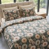 Lenjerie de pat dubla bumbac 100% satinat papdii verde, crem 4 piese fabricata in Romania