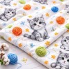Lenjerie de pat dubla bumbac 100% satinat cu pisicute si ghemotoace colorate 4 piese Ralex Pucioasa