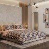 Lenjerie de pat dubla bumbac 100% reversibila floral bej, 4 piese, fabricata in Romania