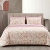 Lenjerie de pat dubla bumbac 100% reversibila flori de camp multicolore si cearceaf de pat uni, 4 piese, fabricata in Romania