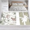 Lenjerie de pat dubla bumbac 100% reversibila model jungla si cearceaf de pat uni, 4 piese, fabricata in Romania