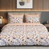Lenjerie de pat dubla bumbac 100% reversibila Petal Symphony si cearceaf de pat uni, 4 piese, fabricata in Romania