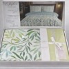 Lenjerie de pat dubla cu elastic din bumbac 100% reversibila frunze verzi natural elegant, 4 piese, fabricata in Romania