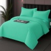 Lenjerie de pat dublu verde fistic din damasc policoton, set 4 piese