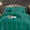Lenjerie de pat damasc policoton verde smarald, 6 piese, cu husă elastică